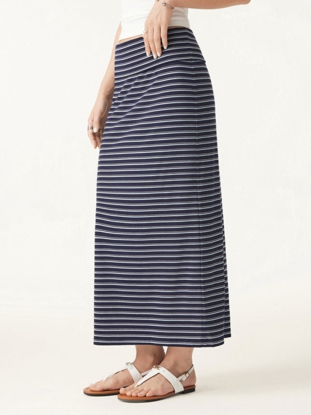 OGL 2Pcs Set Striped Spaghetti Bra Top & Low Rise Striped Midi Skirt - Picture 4 of 12
